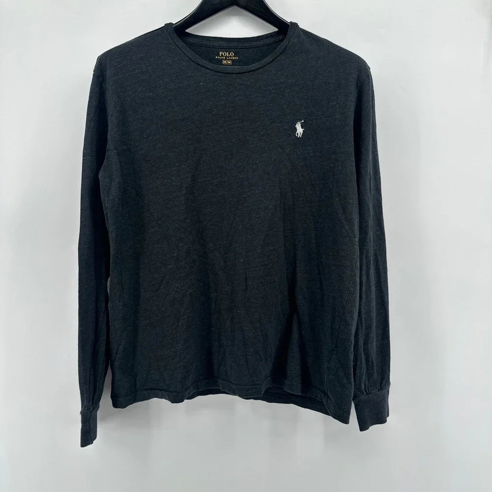 Polo Ralph Lauren Long Sleeve Shirt Men M (Small Fit) Dark Gray Embroidered Pony